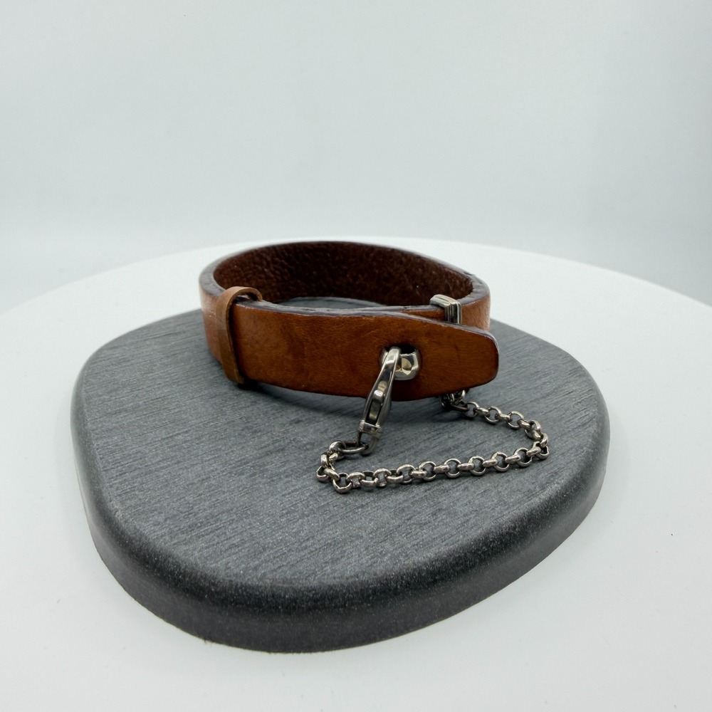 Brown Leather Grunge Charm Bracelet Gothic Chunky Festival Y2K Boho Jewelry - Picture 5 of 13